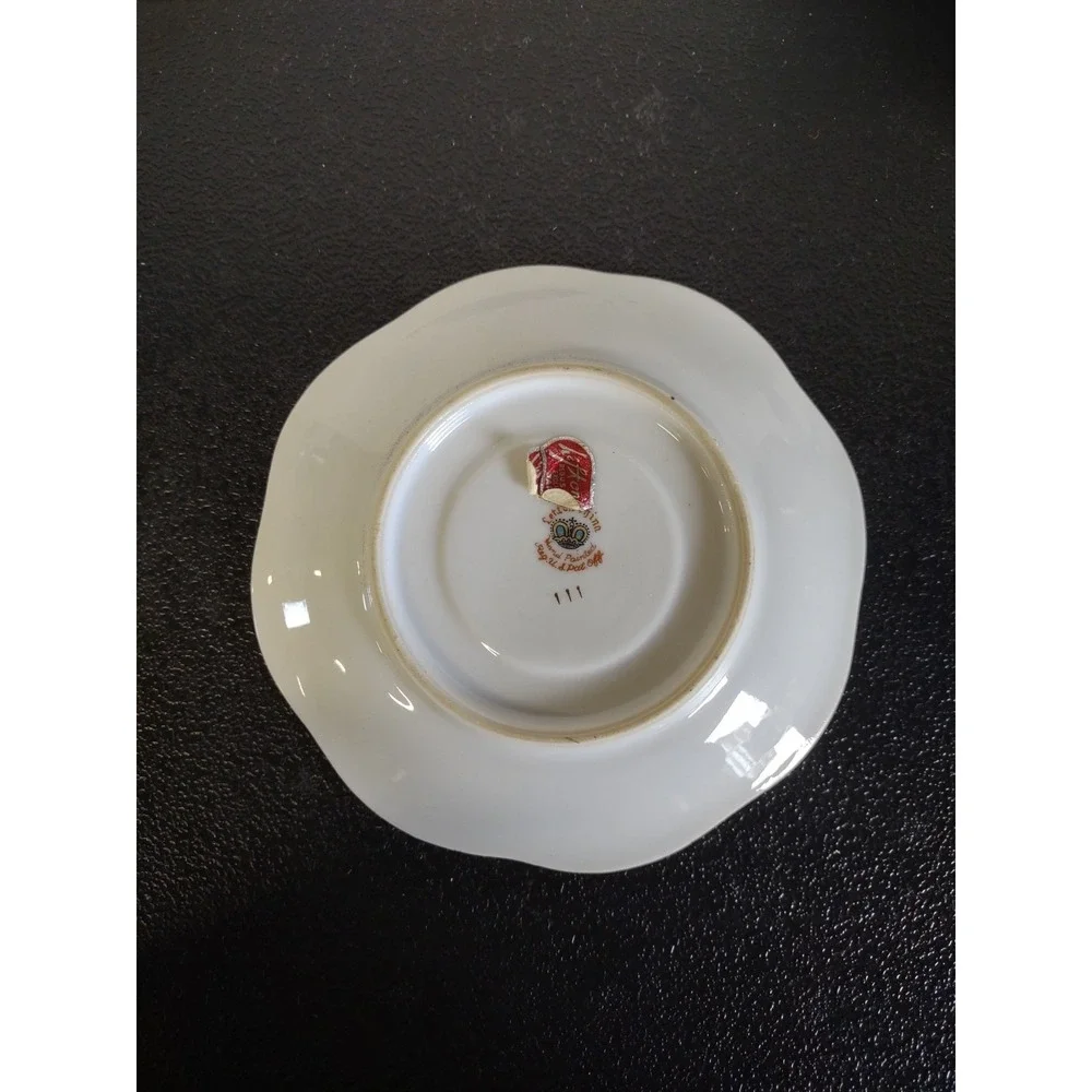 Vtg Lefton Hand Painted Footed Tea Cup & Saucer Pink Roses